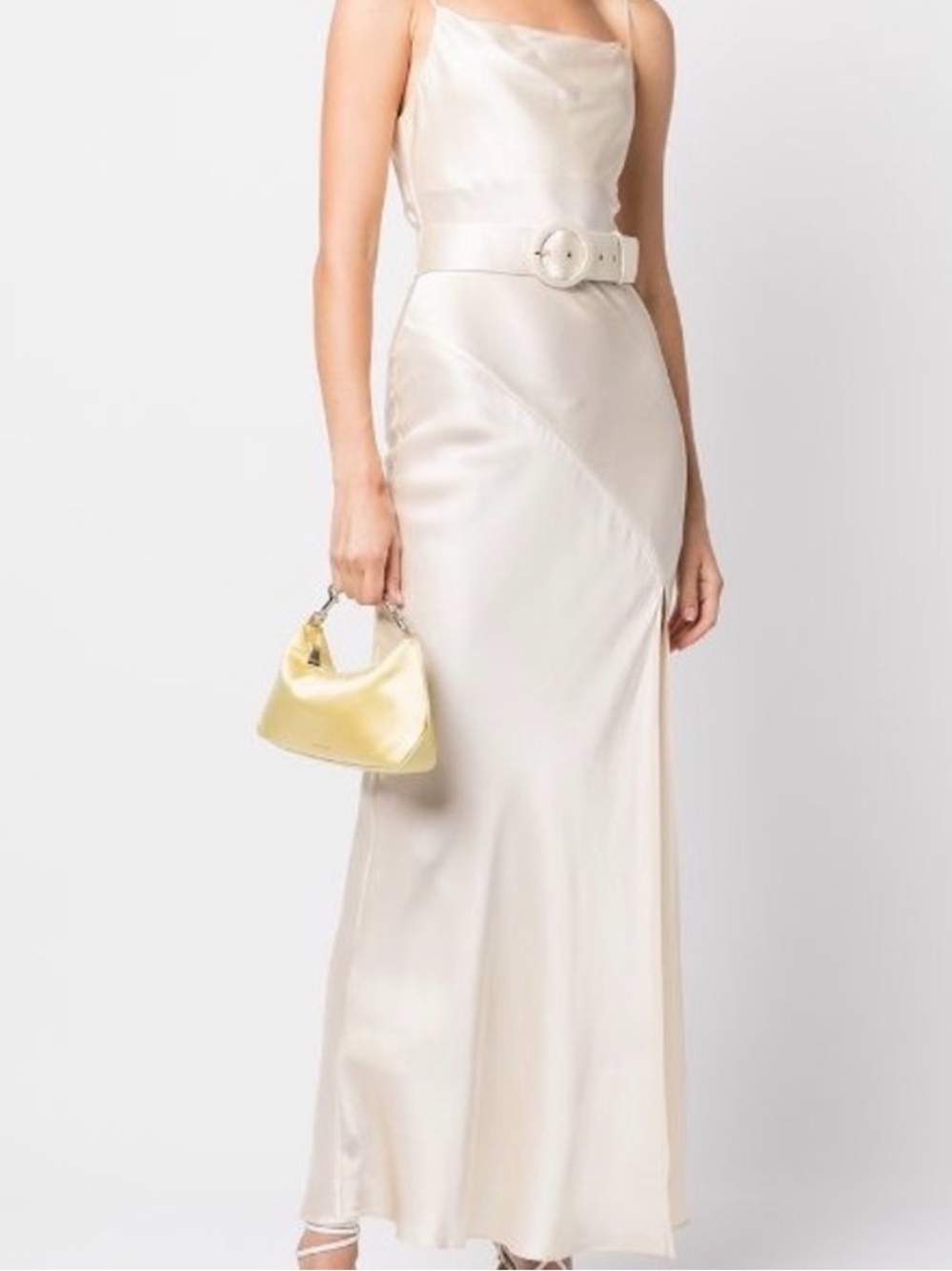 NICHOLAS ivory dress hanger strap with pale gold belt loop